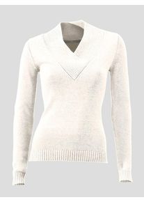 Heine, Damen V-Pullover, Offwhite