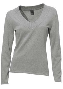 Heine, Damen V-Pullover, Graumeliert