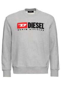 Diesel, Herren Sweatshirt 'S-CREW-DIVISION SWEAT-SHIRT', Graumeliert / Rot / Schwarz