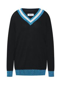 Replay, Damen Pullover 'Masche', Blau / Schwarz / Weiß