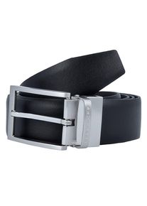 BOSS, Herren Olarion Wendegürtel Leder 110 cm, Schwarz / Silber