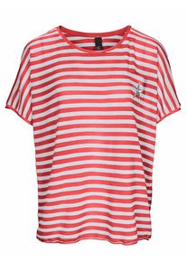 Heine, Damen Shirt mit Glanz-Effekt, Hellgrau / Rot