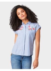 Tom Tailor, Damen Bluse, Himmelblau / Khaki / Pitaya / Weiß