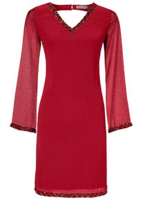 Heine, Damen Paillettenkleid mit R&uuml;ckenausschnitt, Rot