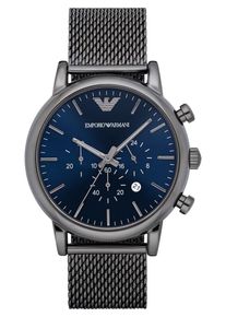 Emporio Armani, Herren Armbanduhr mit Chronograph 'AR1979', Blau / Silber