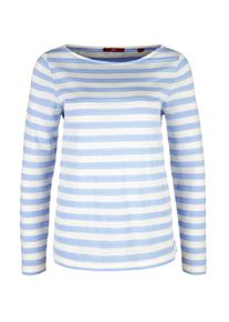 s.Oliver RED LABEL, Damen Langarmshirt, Hellblau / Weiß