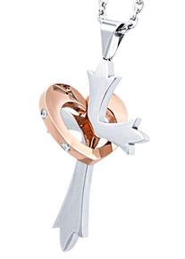 Firetti, Damen Halskette 'Kreuz & Herz', Rosegold / Silber