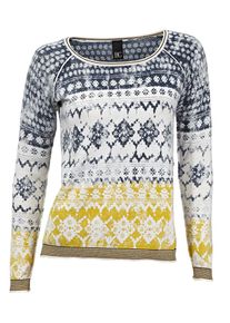 Heine, Damen Pullover, Blau / Gelb / Wei&szlig;