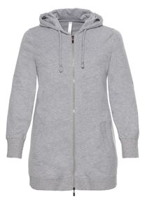 sheego Basic, Damen Kapuzensweatjacke, Grau