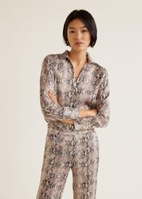 Mango, Damen Hemd 'Boa', Camel / Schwarz