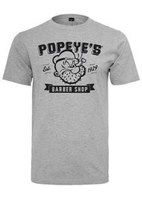 Mister Tee, Herren T-Shirt 'Popeye Barber Shop', Graumeliert / Schwarz
