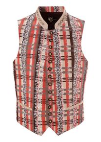 Turi Landhaus, Herren Trachtengilet mit echten Hornknöpfen, Beige / Braun / Rot