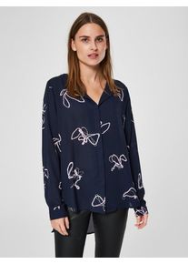 Selected Femme, Damen Bluse 'Dynella', Nachtblau / Pastellpink