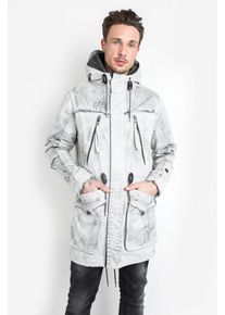 tigha, Herren Parka 'Percy', Grau / Weiß