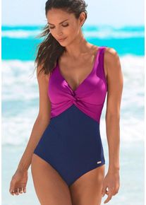 Lascana, Damen Badeanzug, Marine / Neonpink