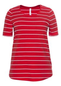 sheego Casual, Damen T-Shirt, Rot / Weiß