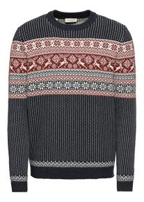 Selected Homme, Herren Norwegerpullover 'SLHDEER', Saphir / Weinrot / Wei&szlig;