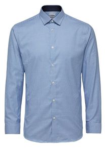 Selected Homme, Herren Slim-Fit-Langarmhemd, Blau / Weiß