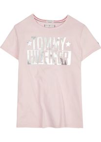 Tommy Hilfiger, M&auml;dchen Shirt 'FOIL LOGO TEE S/S', Grau / Rosa