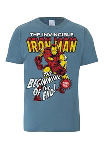 logoshirt, Herren T-Shirt 'Iron Man', Rauchblau / Gelb / Rot