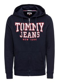 Tommy Jeans, Herren Sweatjacke 'TJM ESSENTIAL GRAPHIC ZIPTHRU', Dunkelblau / Feuerrot / Weiß