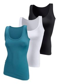 Vivance, Damen Tanktops (3 Stck.), Blau / Schwarz / Weiß