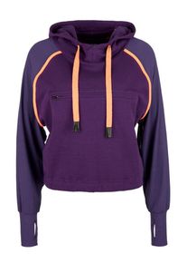 S.Oliver Active, Damen Hoodie, Dunkellila / Neonorange