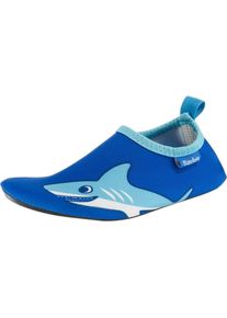 Playshoes, Badeschuhe 'Hai', Blau / Hellblau / Weiß