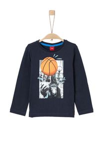 s.Oliver Junior, Shirt 'Artwork', Navy / Grau / Orange