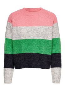 Only, Damen Pullover, Graumeliert / Hellgr&uuml;n / Pink / Schwarz