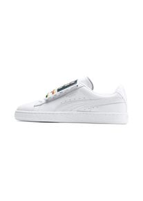 Puma, Damen Sneaker 'Basket Badge', Gelb / Dunkelgrün / Rosa / Weiß