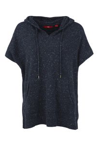 s.Oliver RED LABEL, Damen Melierter Poncho mit Kapuze, Ultramarinblau