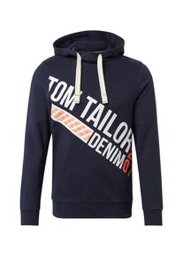 Tom Tailor Denim, Herren Sweatshirt, Nachtblau / Orange / Hellrot / Weiß