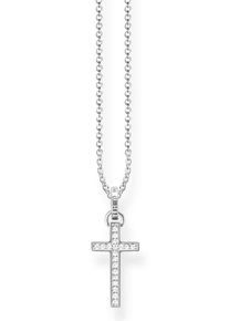 Thomas Sabo, Damen Kette mit Anhänger 'Kreuz, KE1653-051-14-L45v', Silber / Weiß