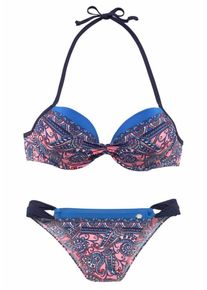 JETTE, Damen Push-up Bikini 'JJ Ranya', Marine / Royalblau / Rosa / Weiß