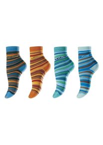 s.Oliver RED LABEL, Damen Ringelsocken (4 Paar), Blau / Gr&uuml;n / Orange / Bordeaux