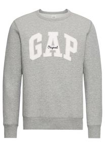 GAP, Herren Sweatshirt 'ORIGINAL ARCH CREW', Graumeliert / Wei&szlig;