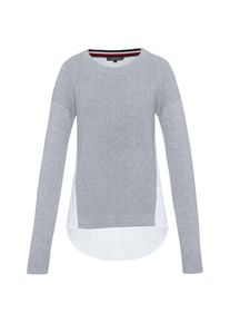 Tommy Hilfiger, Damen Pullover 'ABELLA FABRIC MIX C-NK SWTR', Hellgrau
