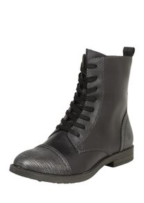 Tamaris, Damen Schn&uuml;rstiefelette, Schwarz / Silber