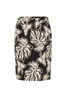 s.Oliver BLACK LABEL, Damen Rock mit gewebten Blättern, Creme / Schwarz