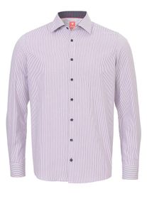 pure, Herren Langarm-Hemd City Red Slim Fit, Rotviolett / Weiß