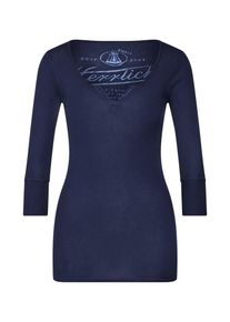 Herrlicher, Damen Shirt 'Safia Micro Rib', Blau