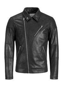 Jack & Jones JACK & JONES, Herren Klassisches Lederjacke, Schwarz