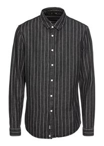 Review, Herren Hemd 'PINSTRIPE SHIRT', Schwarz / Weiß