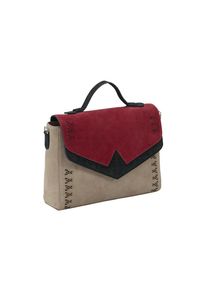 Heine, Damen Tasche, Camel / Feuerrot / Schwarz