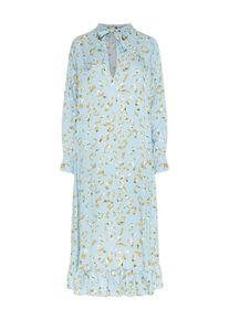 POSTYR, Damen Kleid, Hellblau / Gelb / Weiß