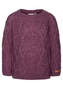 name it, M&auml;dchen Gestrickter Woll Pullover, Dunkellila