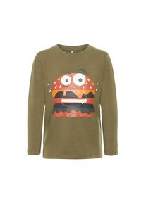 name it, T-Shirt, Oliv / Orange / Schwarz