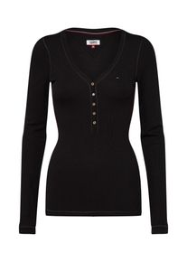 Tommy Jeans, Damen Shirt 'ORIGINAL RIB HENLEY', Schwarz