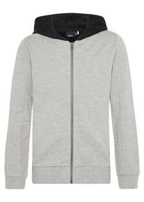 name it, Rückenprint Sweatjacke, Graumeliert / Schwarz / Weiß